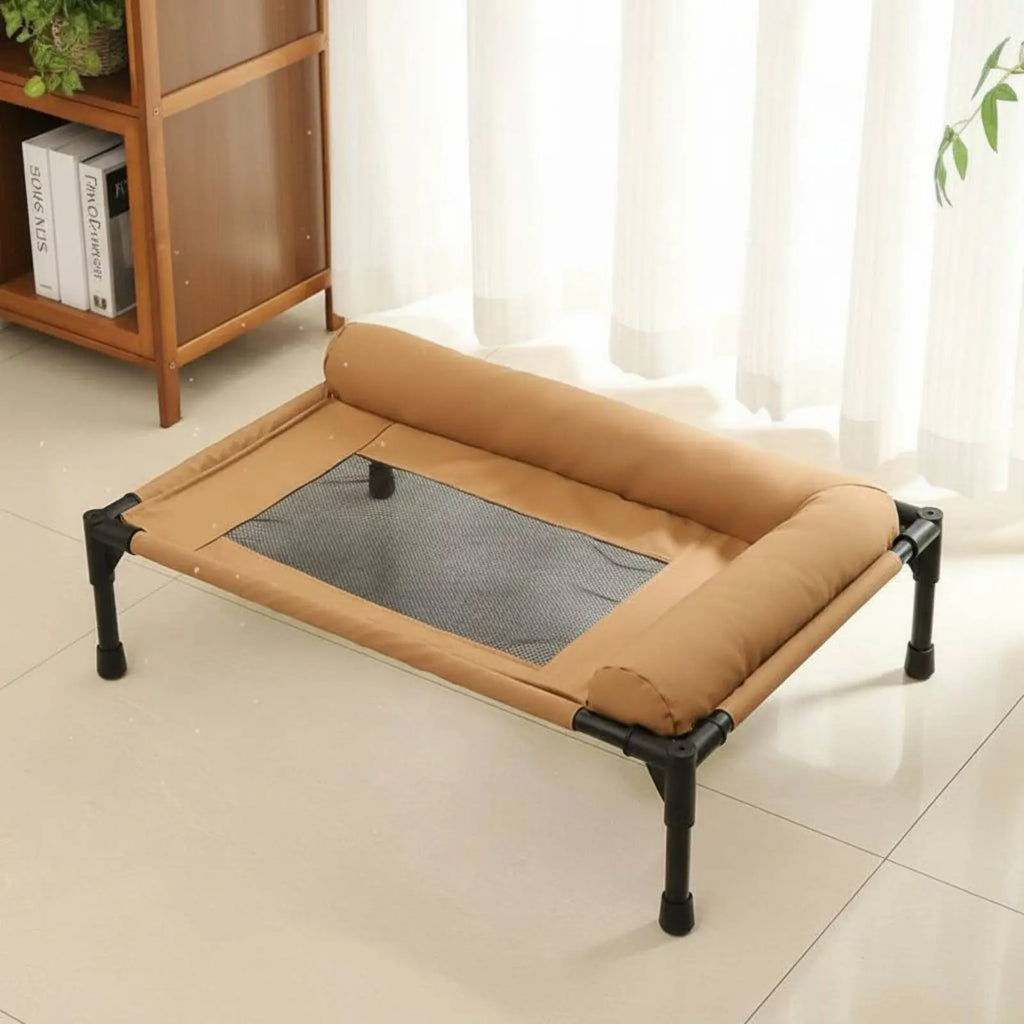 Cama Elevada para Pets Uso em Todas as Estações Cama Elevada para Cães e Gatos Camas Dobráveis para Pets Estrutura Resistente com Suporte para Travesseiro para Felinos, Viagem