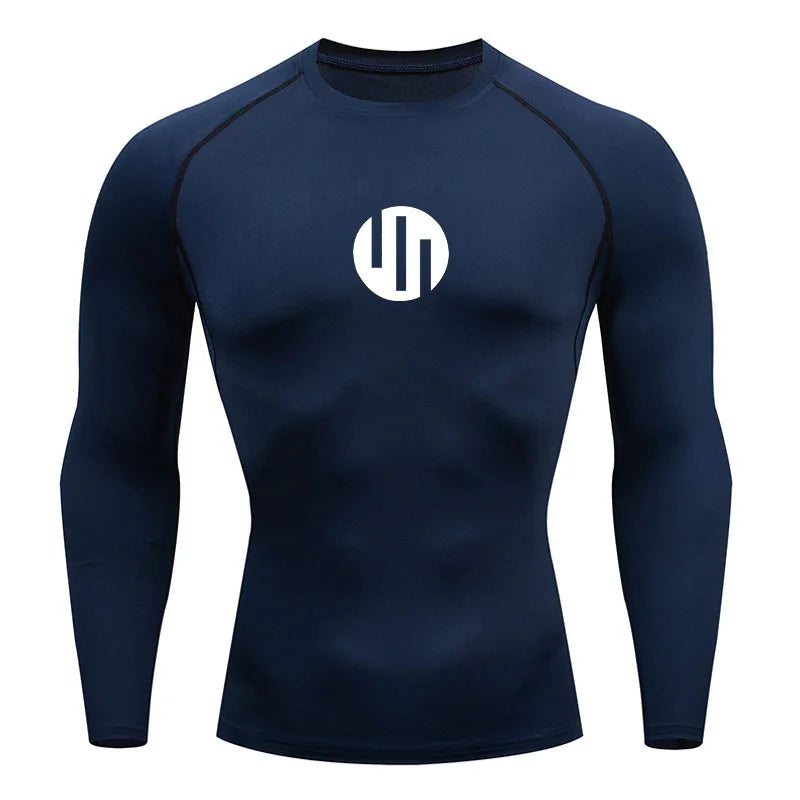 Camisa de Compressão Manga Longa Masculina para Corrida Treino Academia Esportes Roupa Íntima de Secagem Rápida Antissuor Protetor Solar Segunda Pele Masculina