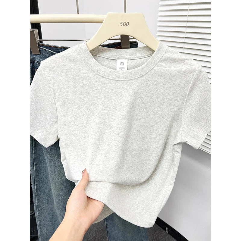 2026 Verão Nova Camiseta Casual de Alta Qualidade Sexy Manga Curta Tendência da Moda Sólida Roupa Feminina Blusas Y2K 1 - verde XXL