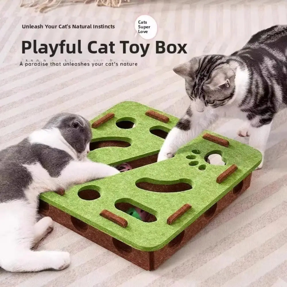 Arranhadores Para Gatos Internos, Brinquedo Quebra-Cabeça, Caixa de Feltro, Brinquedo de Exercício Para Gatos com Bola, Brinquedo Interativo Para Exercício Interno de Gatinhos