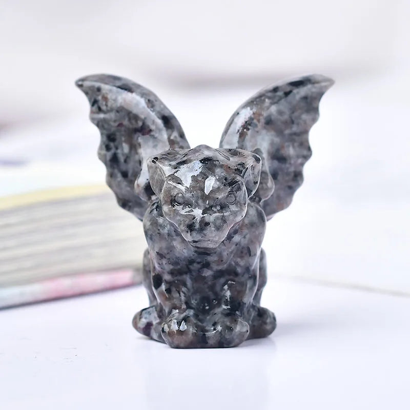 Estatueta de Gárgula de Cristal Decoração de Casa Bruxaria com Pedras Preciosas