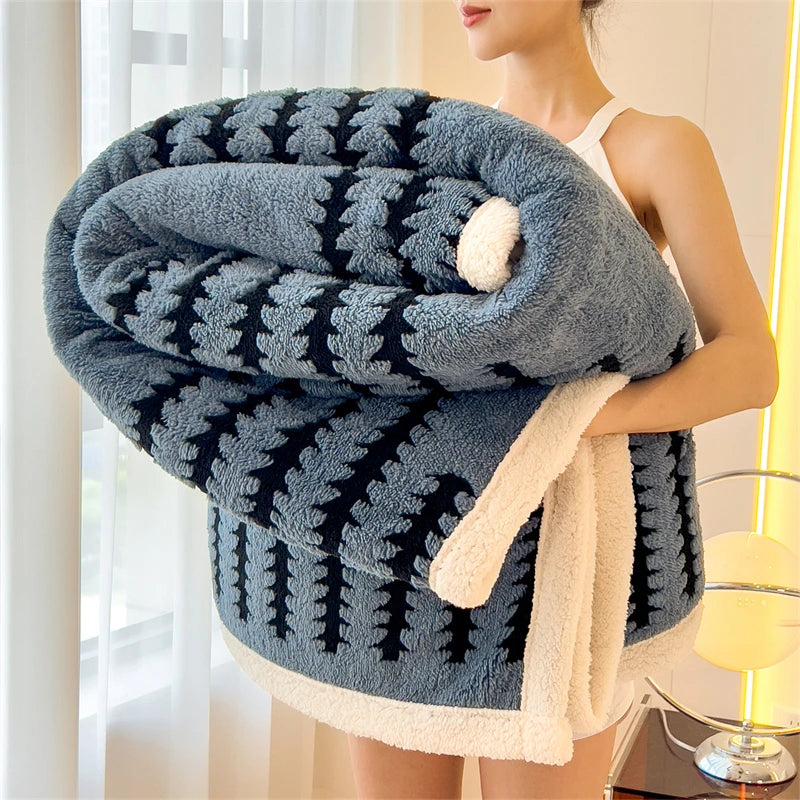 Warm Flannel Spring Blanket Super Soft Fluffy Queen Blanket Single Double Size Cozy Skin-friendly Multifunctional Nap Blanket