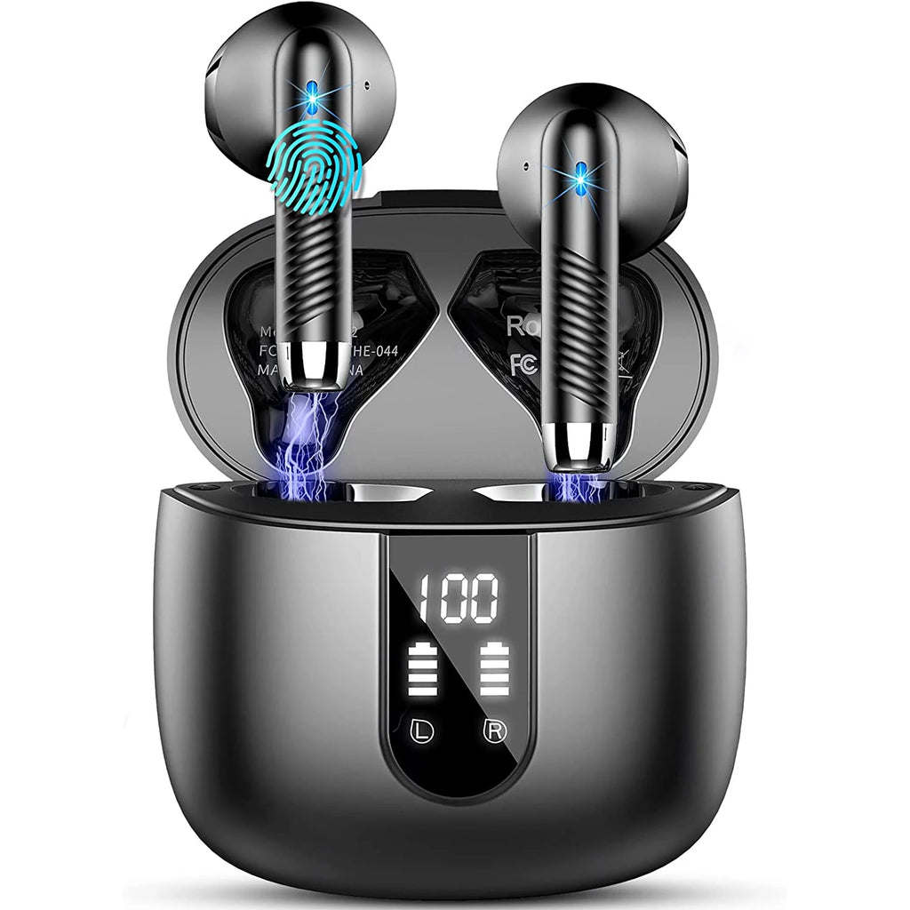 Fones de Ouvido Sem Fio HE050A, Bluetooth 5.3, 4 Microfones ENC com Cancelamento de Ruído, Estojo de Carregamento com Tela LED de 40H, Fones Intra-auriculares à Prova d'Água IP7.