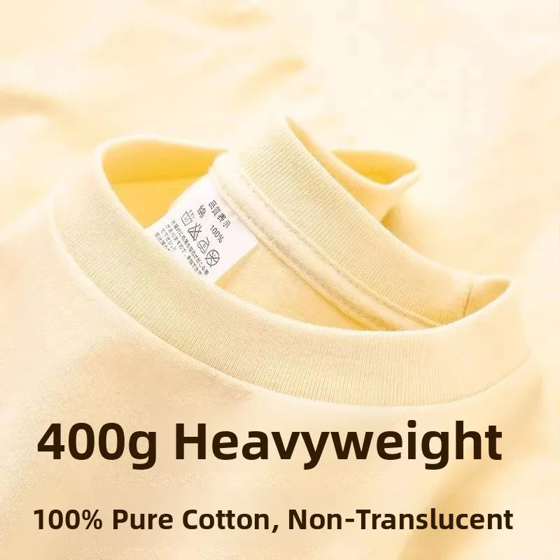 600g Heavyweight Pure Cotton Ort Sve T-irt Ex Summer Loose Casual Versatile  Color Base Irt Top