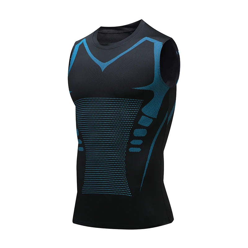 Camiseta Regata Masculina de Compressão Roupa de Ginástica Sem Mangas Dry Fit Estampada Esportiva Masculina Fitness Musculação Regata de Treino Musculosa