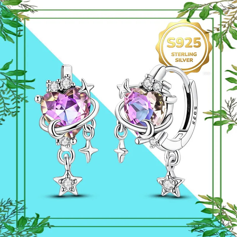 Brincos Femininos Pendentes 100% Genuínos em Prata Esterlina 925 Hipoalergênicos Luxuosos Elegantes Joia Fina Presente de Aniversário para Ela