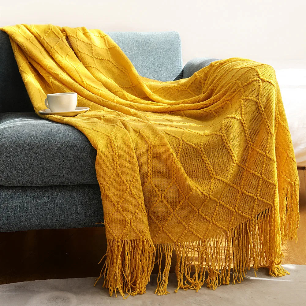 Cable Knit Khaki Throw Blanket Lightweight Knitted Jacquard Throw Blanket for Couch, Sofa, Bed, Chair, Cozy Texture Farmhouse