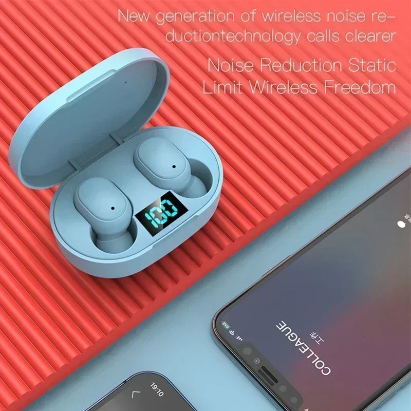 E6S TWS Bluetooth Earphones Wireless Bluetooth Headset Noise Cancelling Headsets with Microphone Headphones for Xiaomi Huawei