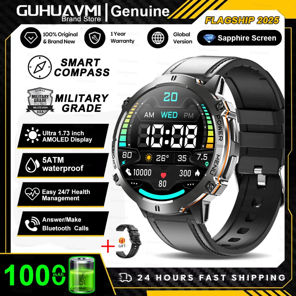Smartwatch T-Rex 3 Militar Bateria 1000mAh 10ATM À Prova D'água GPS Bússola Altímetro Chamada AMOLED Masculino Natação Esportes
