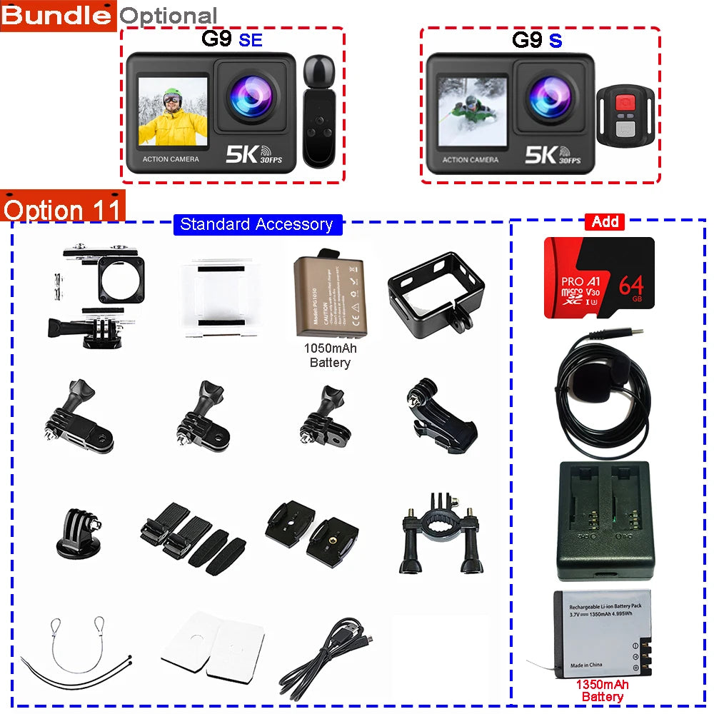 Action Camera 5K - 4K60FPS 50MP - 2.0 Touch EIS