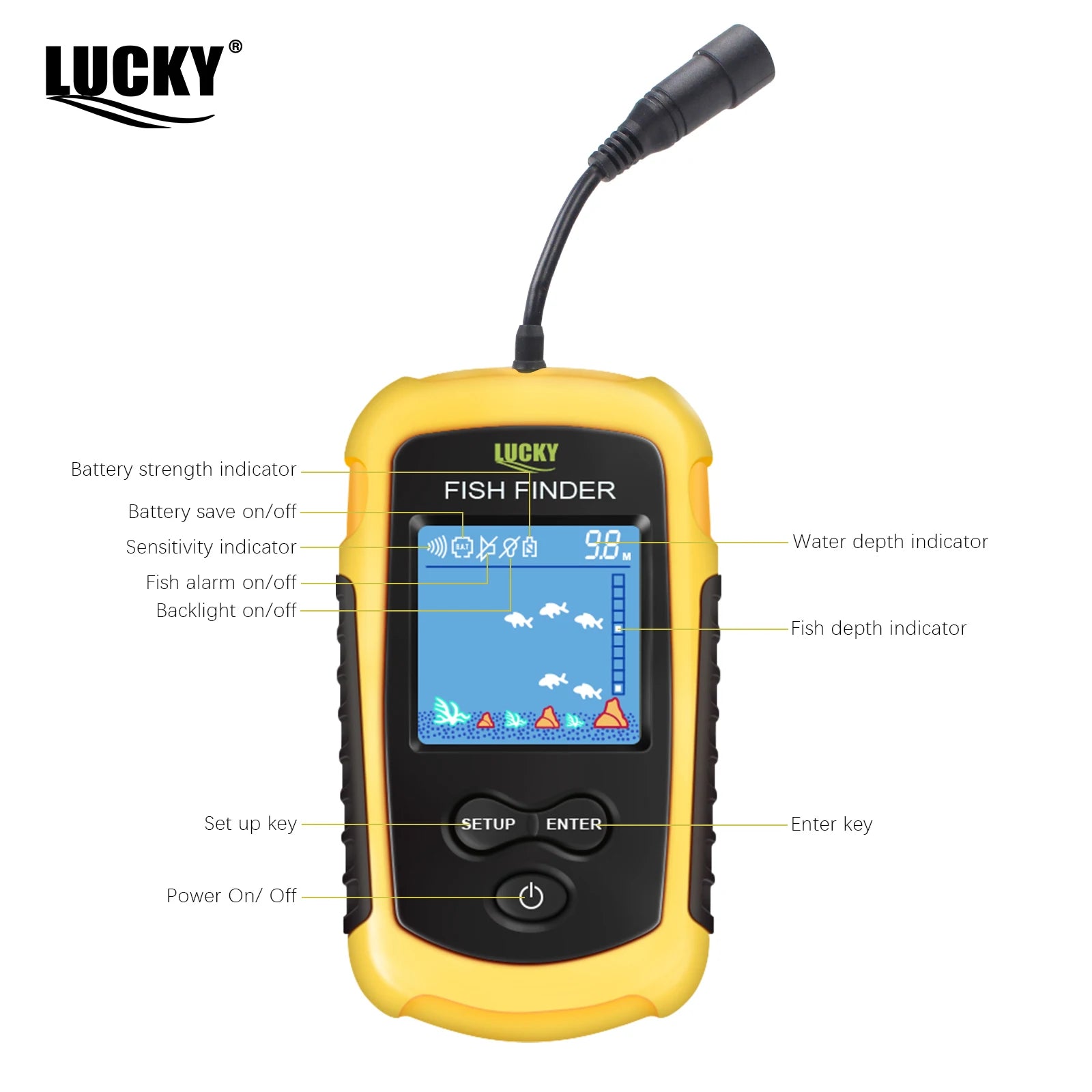 Sonda Localizadora de Peixes Portátil LUCKYLAKER FFC1108-1 100M