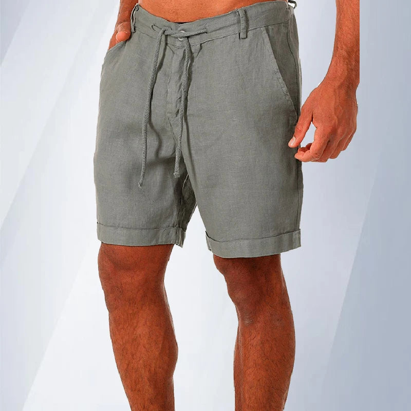 Moda Verão Masculina Shorts de Linho Masculino Shorts de Praia de Algodão Masculino Novo Selvagem Lazer Solto Sólido Shorts Cargo para Homens Shorts de Moletom