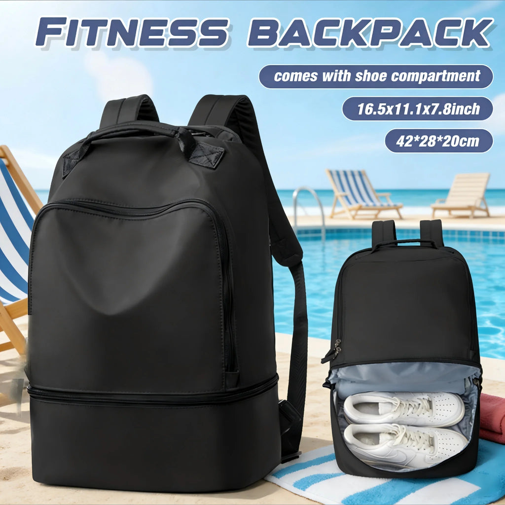 Bolsa de Academia Feminina, Mala de Viagem Pessoal com Compartimento para Sapatos, Mochila de Viagem Feminina, Mochila Esportiva Ideal para Tênis, Natação