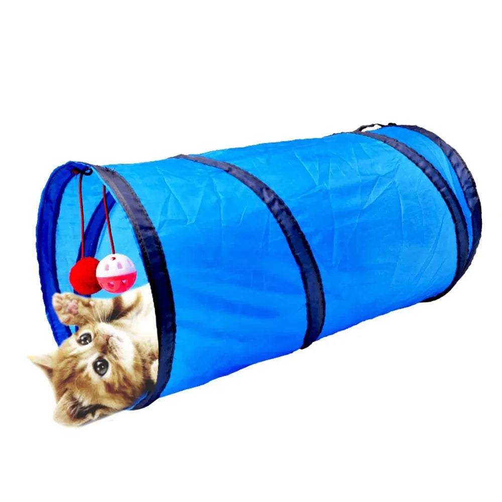 Túnel Dobrável Brinquedo para Gatos Tenda Rolante de Pano de Poliéster para Gatinhos Túnel para Gatos Brinquedo para Cachorros Túnel de Brinquedo para Gatos Pequenos Médios e Grandes