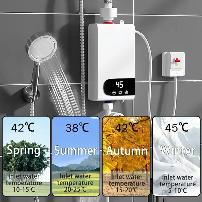 5500W Aquecedor de Água Mais Recente Aquecedor de Água Instantâneo Sem Reservatório Torneira Instantânea para Cozinha Quente Torneira Guindaste LED Digital