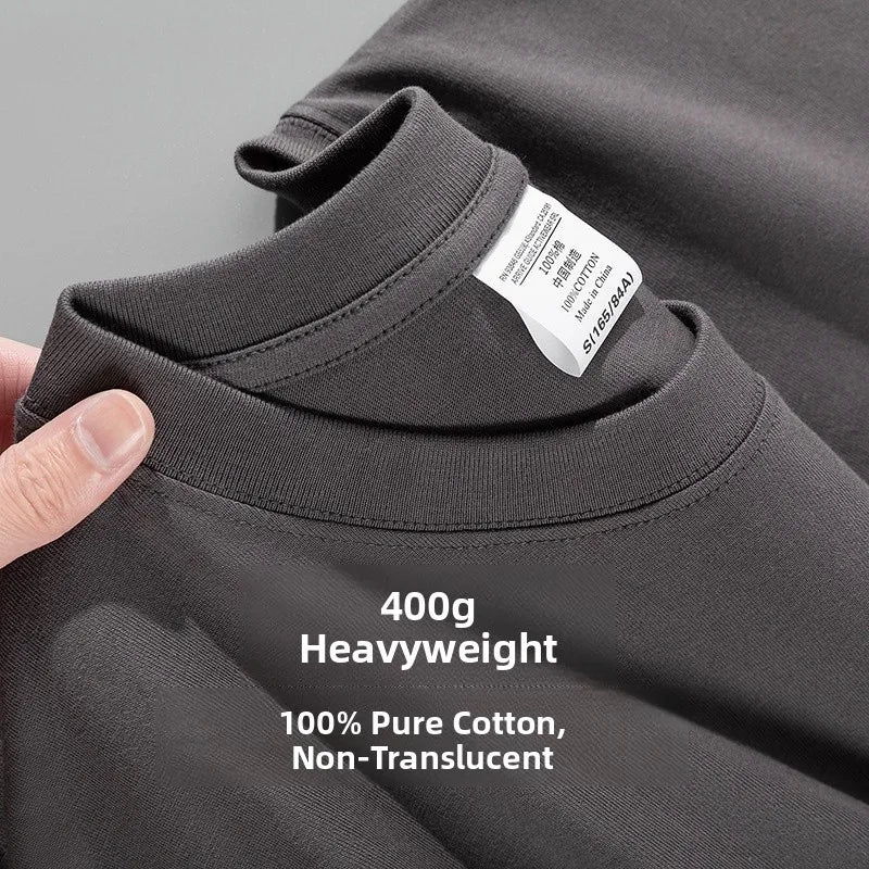 600g Heavyweight Pure Cotton Ort Sve T-irt Ex Summer Loose Casual Versatile  Color Base Irt Top