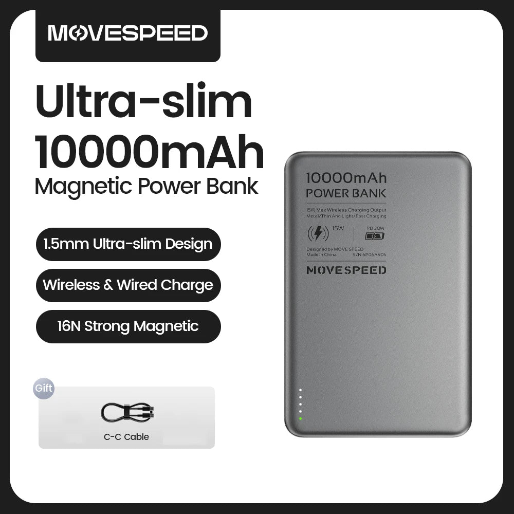 Magnetic Power Bank 10000mAh PD20W Fast Charge Slim Portable