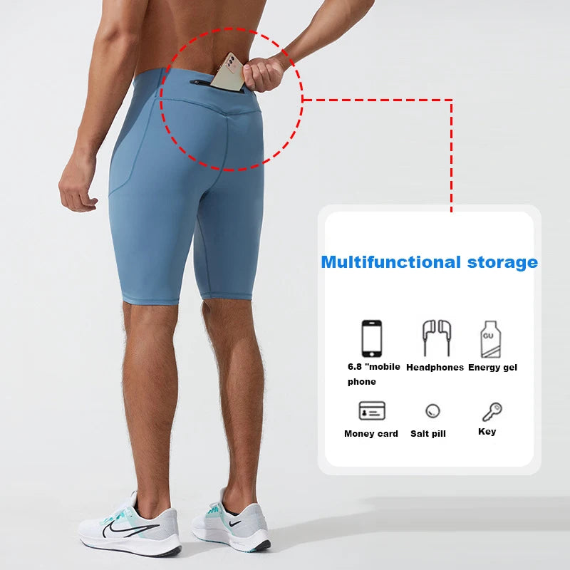 Shorts de Compressão Masculino Secagem Rápida Bodybuilding Tights Shorts Fitness Leggings Elástico Cintura Parte de Baixo Esportiva Calção de Corrida Masculino Academia