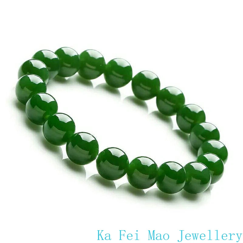 Pulseira Elástica de Jade Hotan Natural Jaspe Luxuosa Boutique Joias Pulseira de Casal para Homens e Mulheres Presente de Feriado