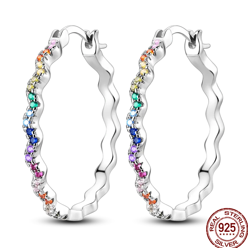 Earrings 925 Sterling Silver Colorful Shiny Zircon Earrings Temperament Charm Luxury Party Jewelry Gift Birthday Anniversary