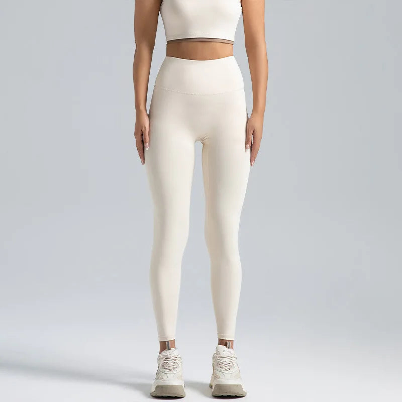 Black Leggings for Women with No T-line High-waisted Hip Lift Yoga Pants with Abdominal Compression and Nude Running Leggings
