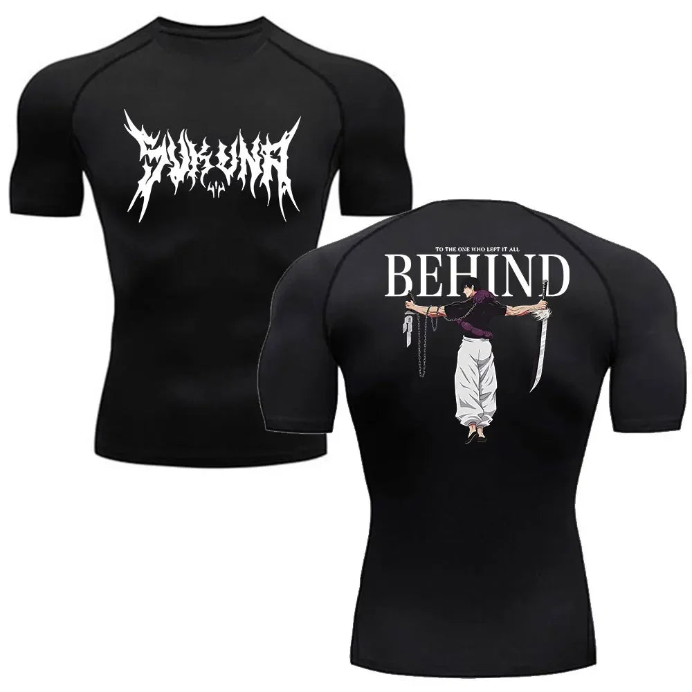 Camiseta de Compressão Anime Jujutsu Kaisen Masculina Fitness Academia Esporte Corrida Rashguard Blusa Camisa Secagem Rápida Manga Curta
