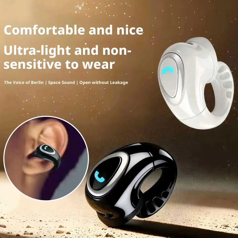 Fones de ouvido de condução de ar tipo aberto Bluetooth 5.4 Clip-On Único HIFI Som estéreo à prova d'água Esporte/Corrida Mini Fone de Ouvido
