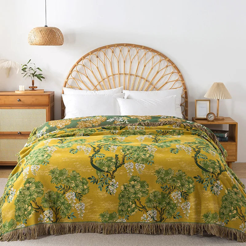 Japanese Throw Blanket Cotton Double Sided Sofa Cover Sofa Cushion Leisure Blanket Bedspread Four Seasons Cooling Quilt Sheet