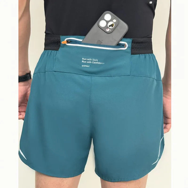 Shorts Masculinos para Corrida Academia Maratona Atletismo Esportes 2 em 1 Secagem Rápida Treino Fitness Calções de Verão Masculino