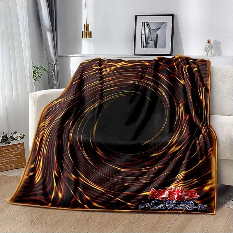 Anime Yu Gi Oh Card Throw Blanket Blue Eyes White Dragon Anime Cartoon Soft Plush Blanket Bedroom Bedspread Home Decor