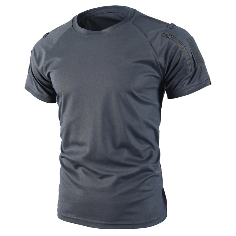 Camisetas Militares Táticas Masculinas de Verão Secagem Rápida Respiráveis Elásticas para Caminhada Camping Escalada Esportes Academia