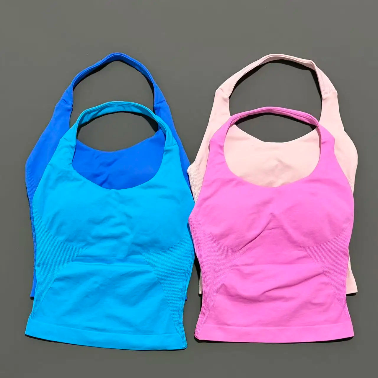 Regata Esportiva Feminina para Academia Sem Costura Yoga com Bojo Removível Top Esportivo Push-up Fitness Treino Corrida