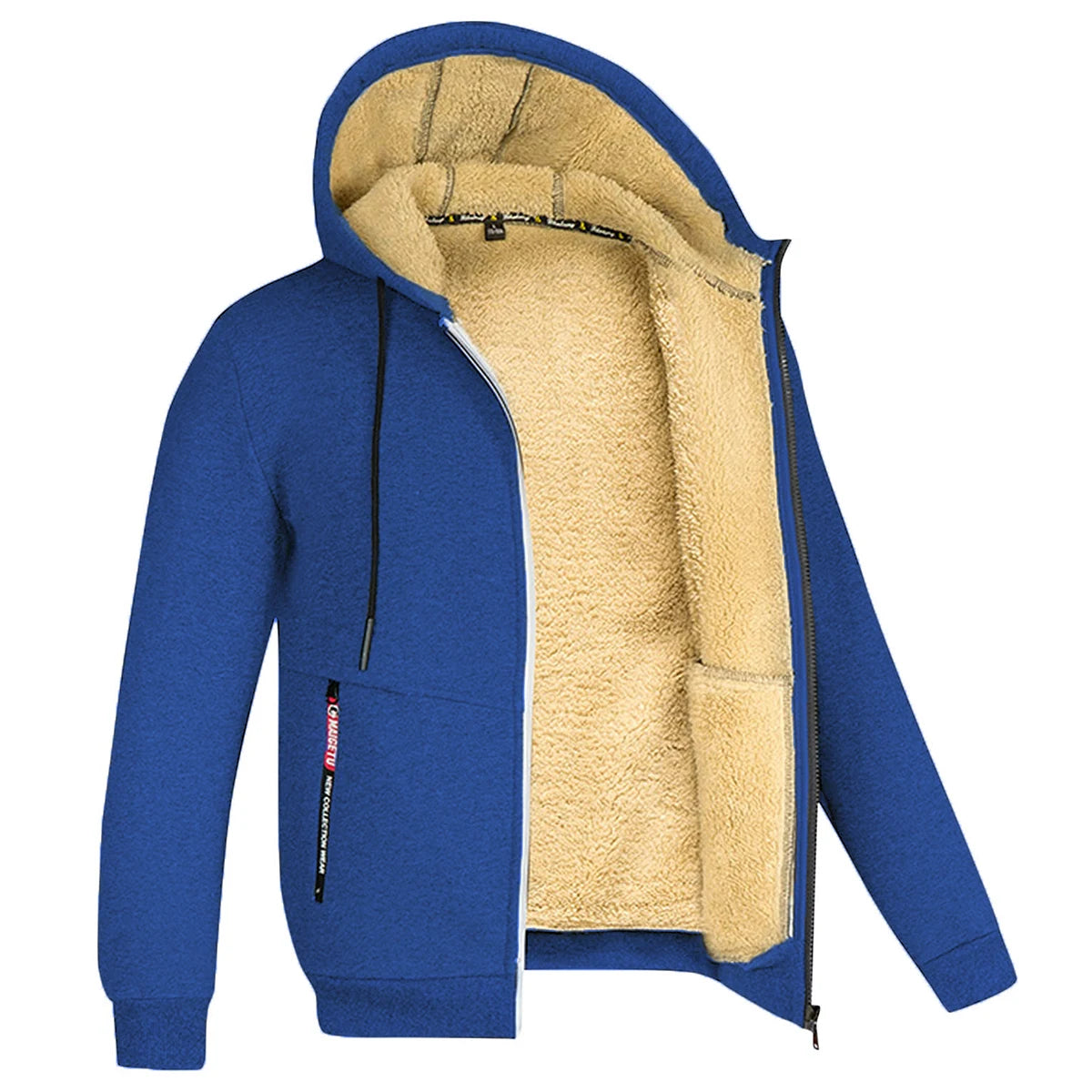 Jaqueta Masculina Inverno Camuflada Fleece Grossa Capuz Masculino Manga Comprida Casaco Casual Zíper Moletom Streetwear Casacos Masculinos