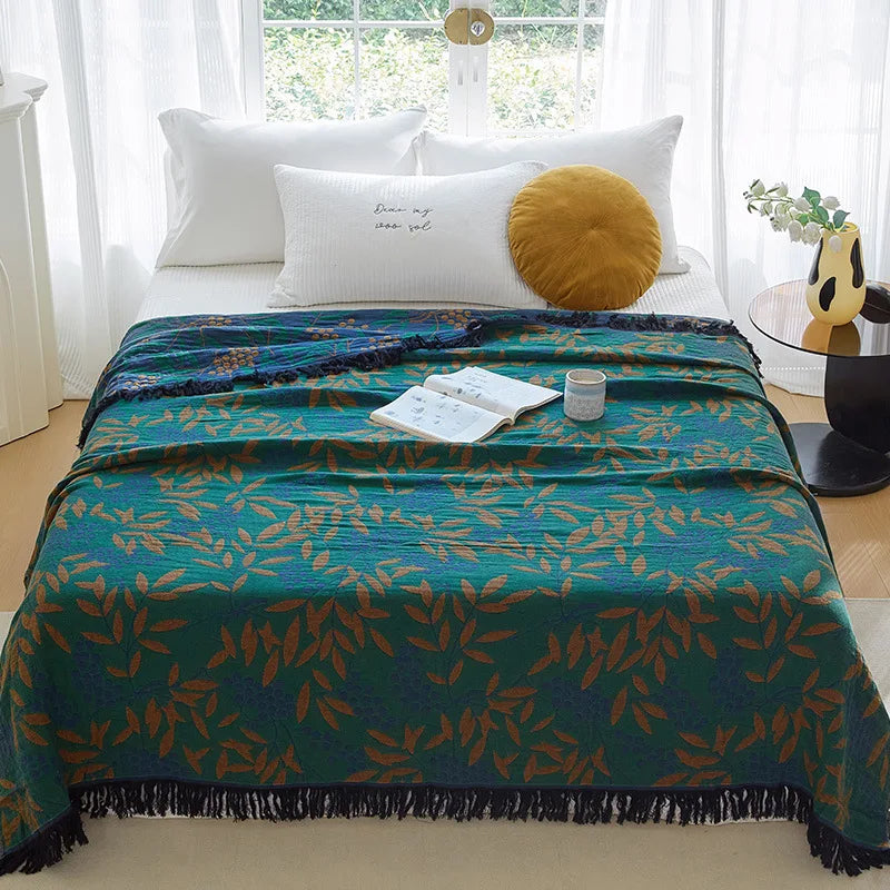 Japanese Throw Blanket Cotton Double Sided Sofa Cover Sofa Cushion Leisure Blanket Bedspread Four Seasons Cooling Quilt Sheet