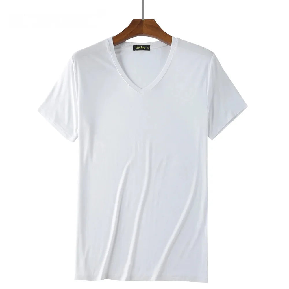 2 Pacotes de Camisetas de Fibra de Bambu com Gola Redonda Manga Curta Clássica Absorvente de Suor para Academia Masculina Regata Cor Sólida Preta Nova