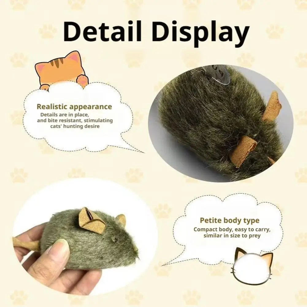 3 Peças Camundongos de Pelúcia para Gatos, Brinquedo Interativo Automático de Roedores com Som, para Gatinhos, Resistente a Mordidas, Suprimentos para Animais de Estimação