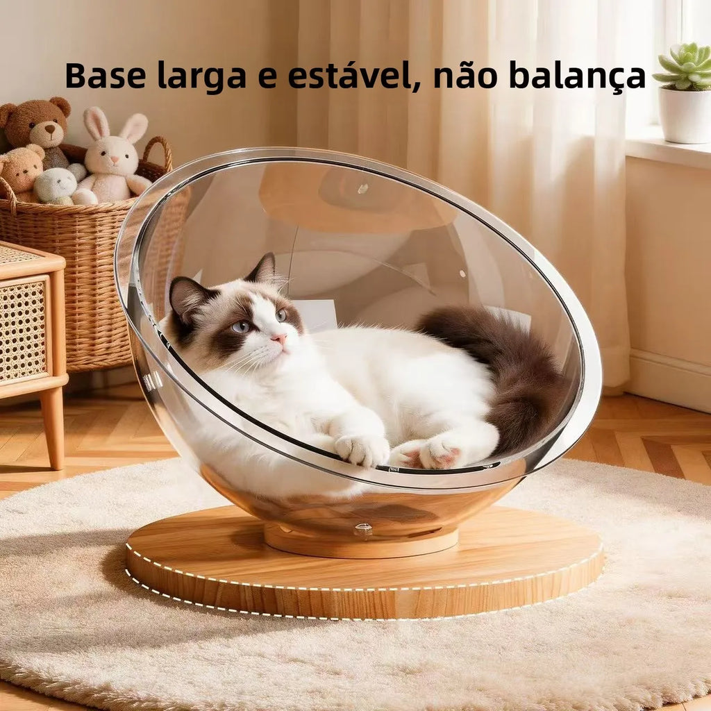 Cama de Acrílico Transparente Brinquedo Giratório Cabine Semi-Fechada Integrada suprimentos para animais de estimação internos para todas as estações Design Respirável