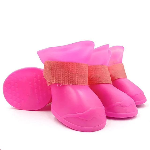 4 peças Pet Impermeável Sapato de Chuva Borracha Antiderrapante Bota para Cães Pequenos Médios Grandes Gatos Sapato Externo Botas para Cães Acessórios para Animais de Estimação