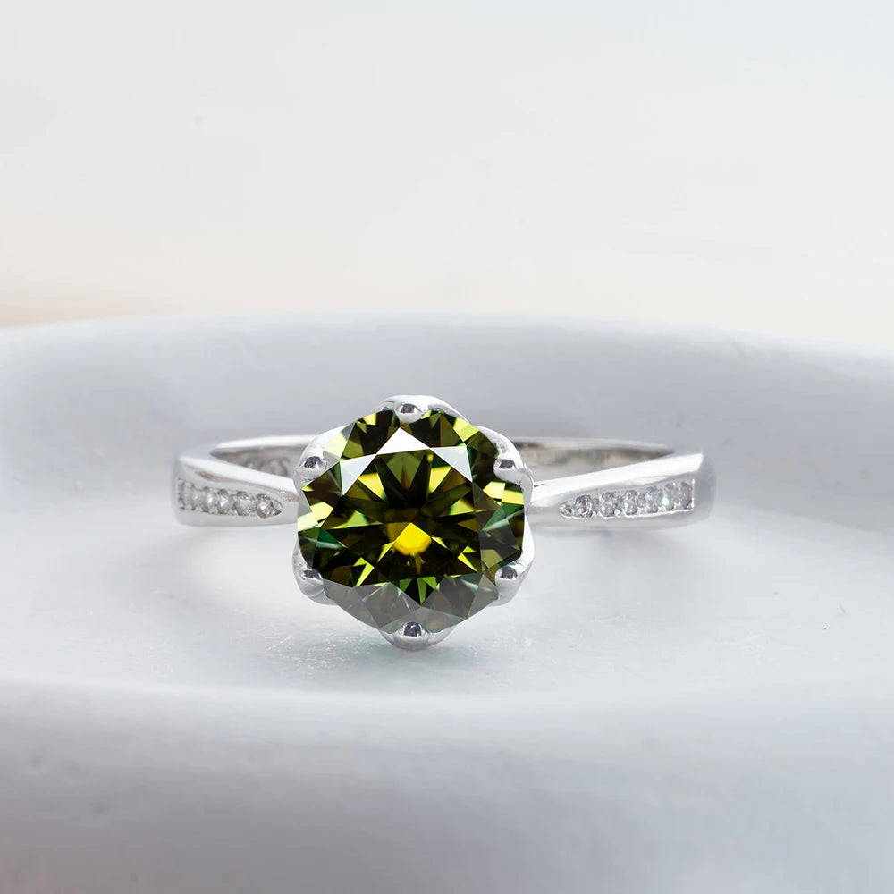 JoyceJelly 3ct Colorful Moissanite Rings with GRA S925 Sterling Silver Luxury Jewelry For Women Timeless Trends Wedding Bands