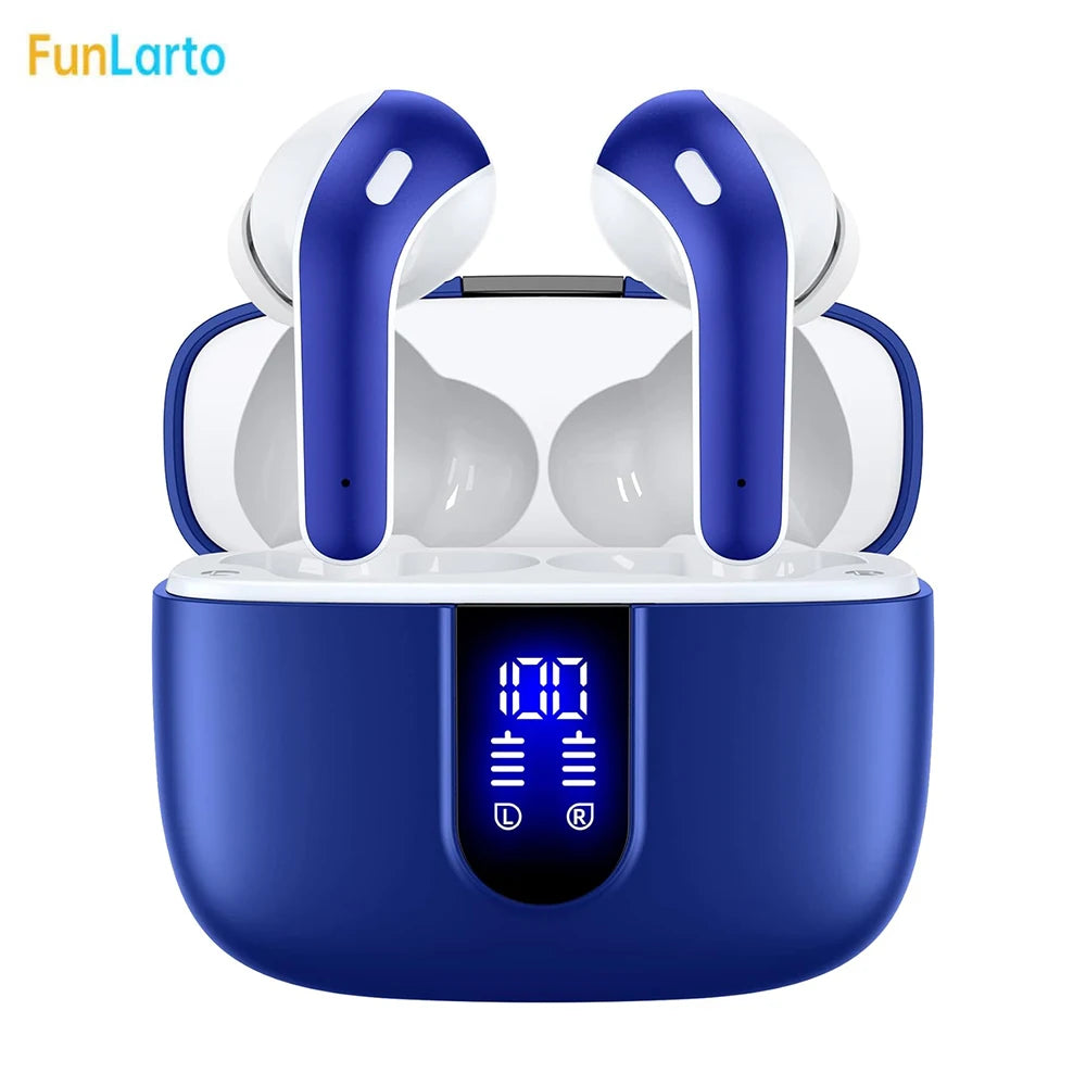 Fones de Ouvido Sem Fio com Bluetooth 5.3, Cancelamento de Ruído ENC com Quatro Microfones para Chamadas, 50H de Reprodução Fones de Ouvido Bluetooth