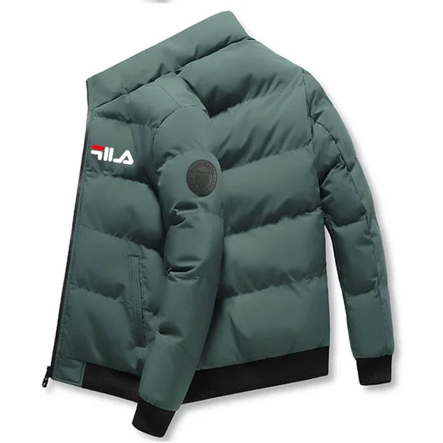 Jaqueta casual masculina de inverno e outono, curta, grossa e quente, corta-vento, com zíper, estampada, M-5XL
