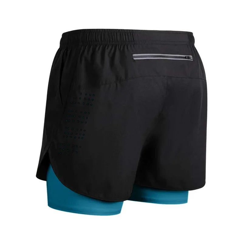 Shorts de corrida refletivos masculinos de verão Fitness de secagem rápida dupla camada shorts masculinos de treino de exercícios de musculação