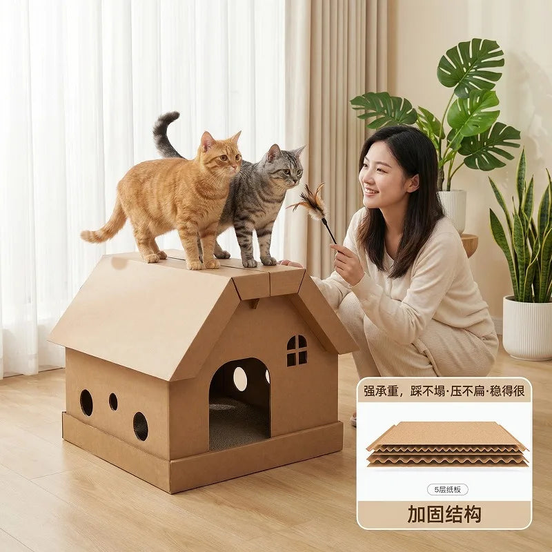 Nova Cama de Papelão Ondulado para Gatos Casa Quente à Prova de Frio Cama para Animais Dobrável Produtos Especiais para Animais de Estimação Cama Para Perro XY40CWC