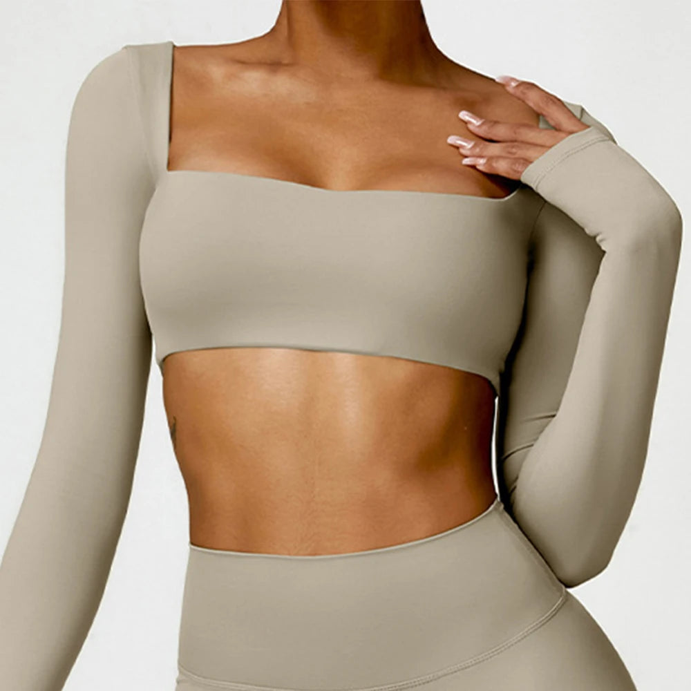 Top Fitness Sem Costura Manga Longa — Suporte e Estilo no Treino