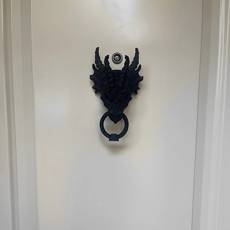 Batedor de Porta Dragão Gótico Decoração de Casa Gótica Dragão de Parede Decoração para Casa Escritório Decoração Estátua Cabeça de Dragão