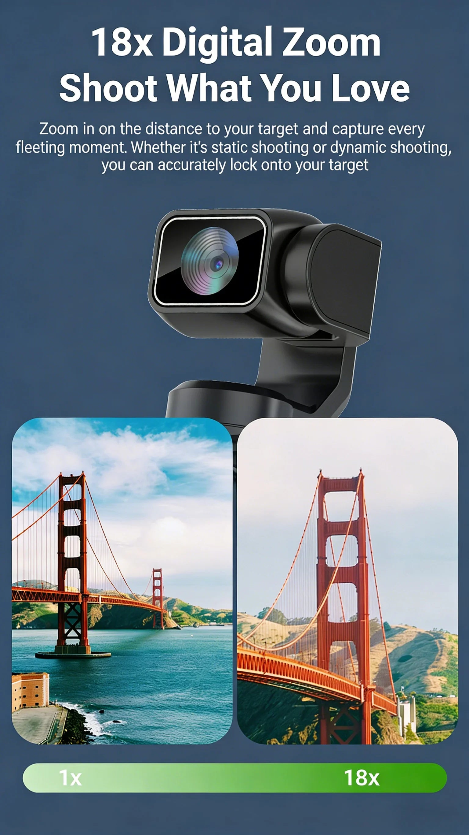 4K Pocket Gimbal - Camera Handheld - Stabilizer 75MP Auto-Tracking