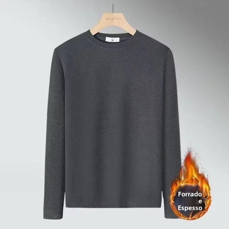 Warm Long Sleeve T-Shirt Men's Fashionable Korean Style round Neck Base Layer Shirt for Teens And Young Adults Thermal Underwear