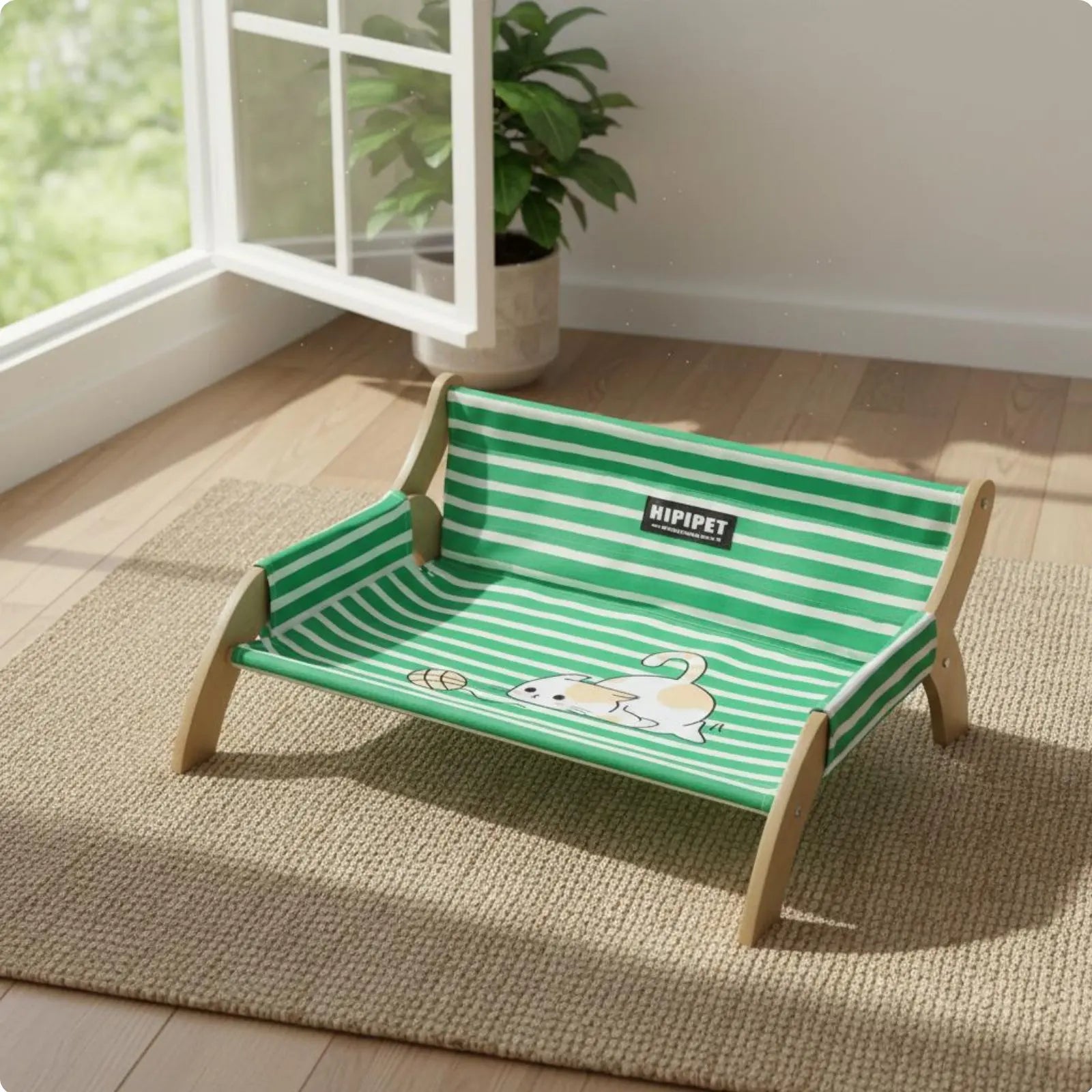 Elevated Pet Bed Breathable Wooden Frame Pet Cot Moisture-Resistant for Summer