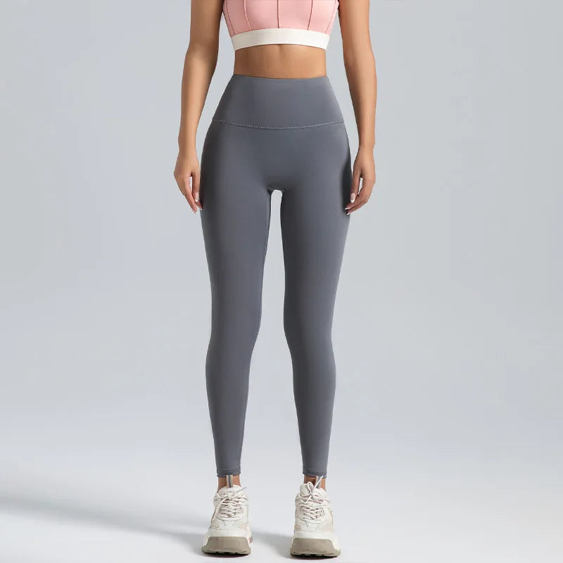 Black Leggings for Women with No T-line High-waisted Hip Lift Yoga Pants with Abdominal Compression and Nude Running Leggings
