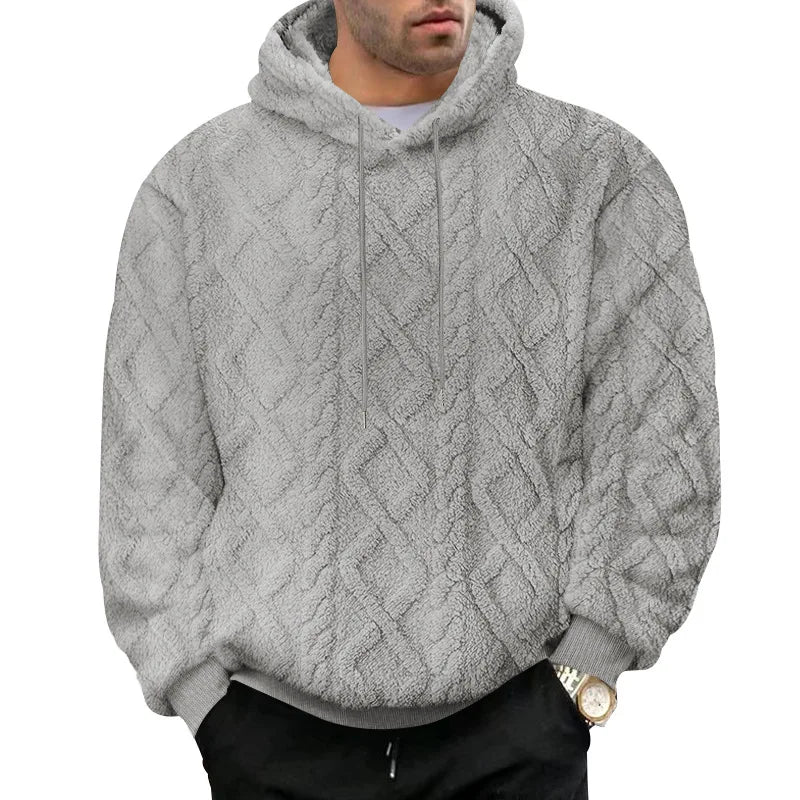 Jaqueta suéter pulôver com capuz e zíper, jaquard de veludo dupla face, tendência esportiva, casual masculina, outono e inverno